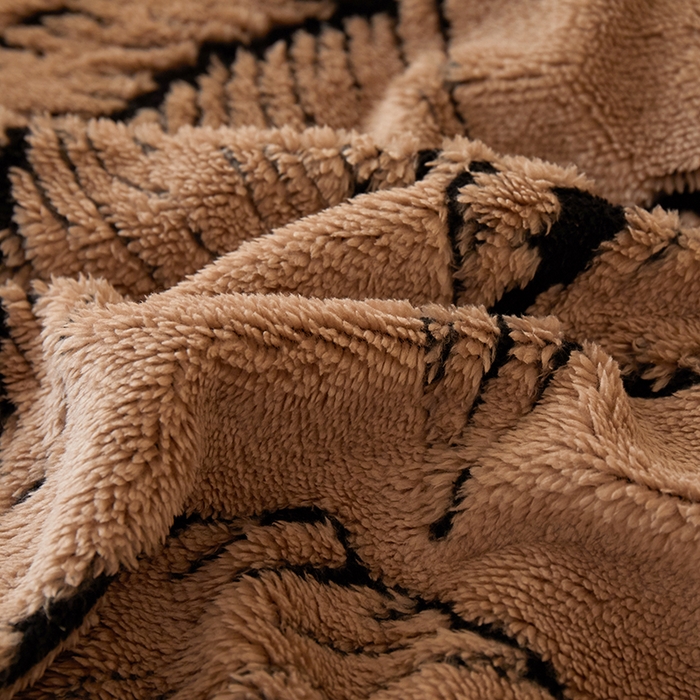 91家纺网 家纺一手货源 找家纺 楼兰公主 2025新款阳离子羊羔绒蕉叶绒毯双层毛毯毯子 蕉叶绒-咖