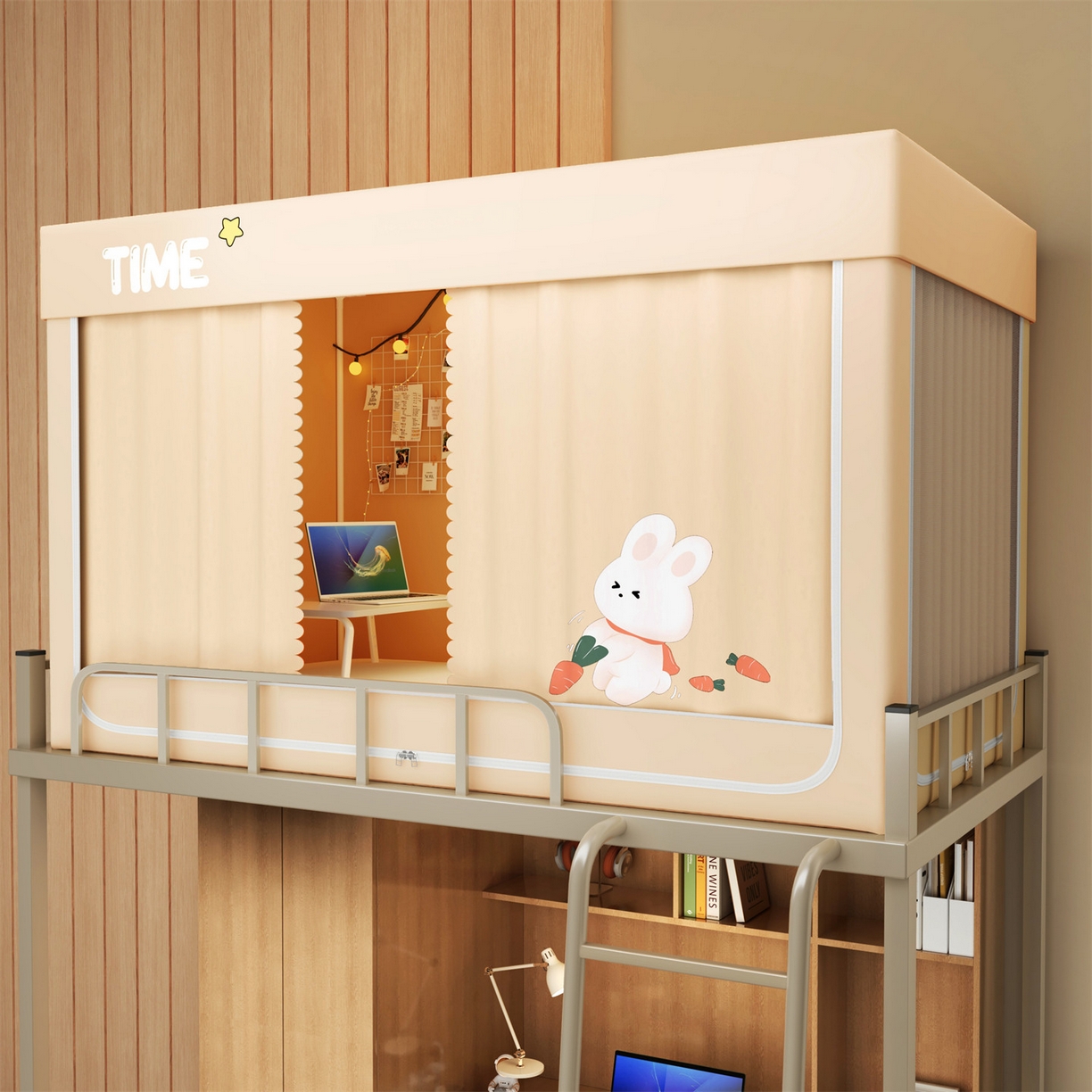 91家纺网 家纺一手货源 找家纺 佳梦家纺 2025新款学生坐床烫画蚊帐 小白