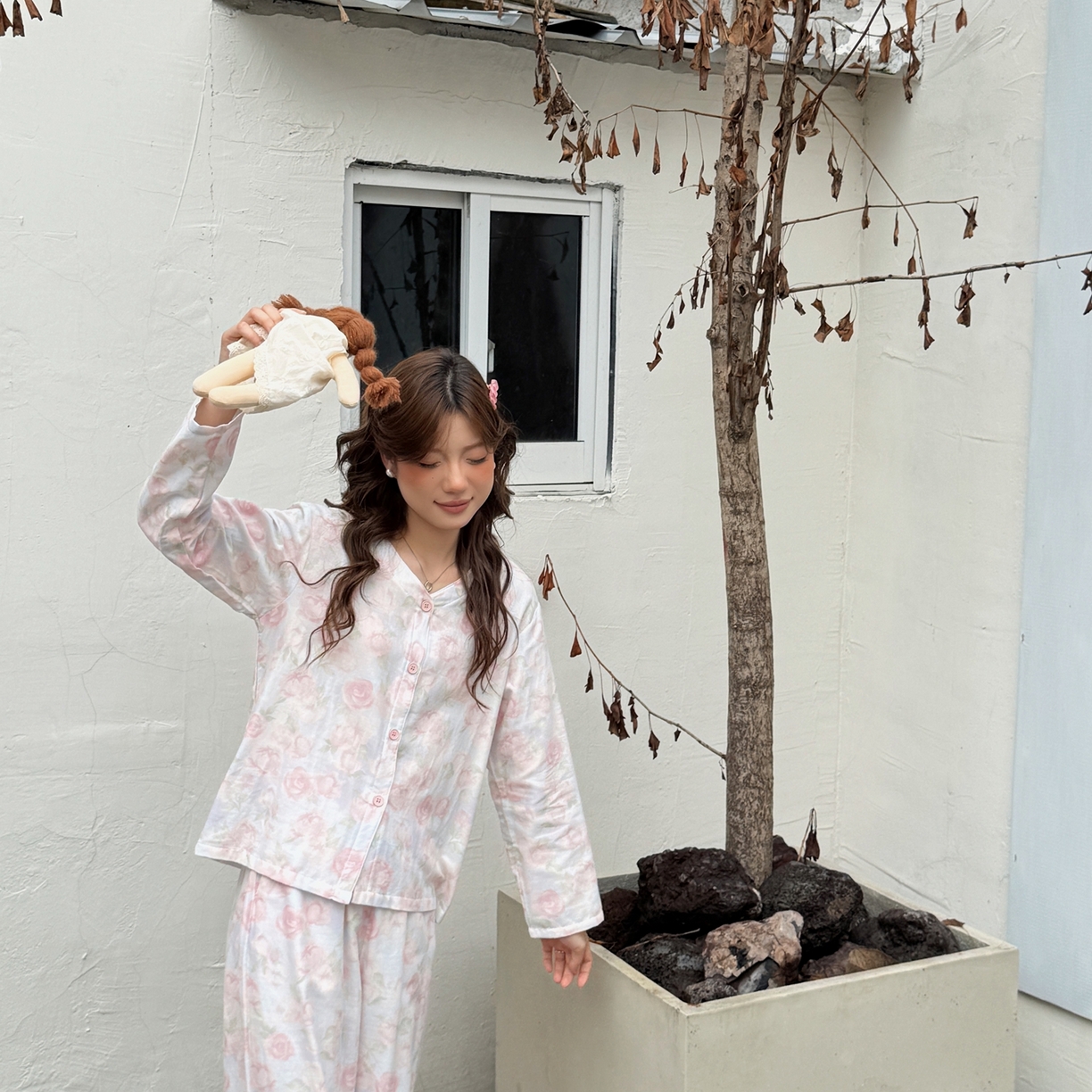 91家纺网 家纺一手货源 找家纺  纽约生活 2025新款有氧纱V领套装（会员-5） 梨月白