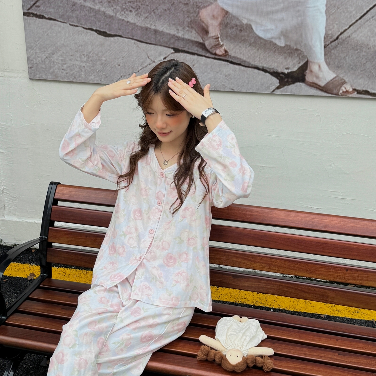 91家纺网 家纺一手货源 找家纺  纽约生活 2025新款有氧纱V领套装（会员-5） 梨月白