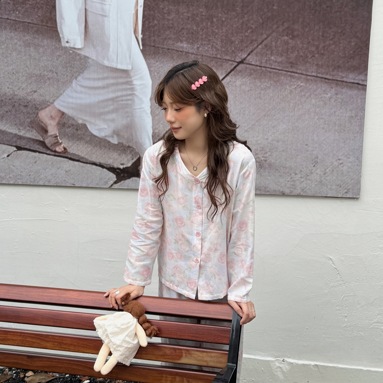 91家纺网 家纺一手货源 找家纺  纽约生活 2025新款有氧纱V领套装（会员-5） 梨月白