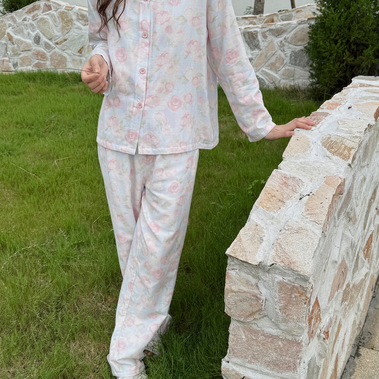 91家纺网 家纺一手货源 找家纺  纽约生活 2025新款有氧纱V领套装（会员-5） 梨月白