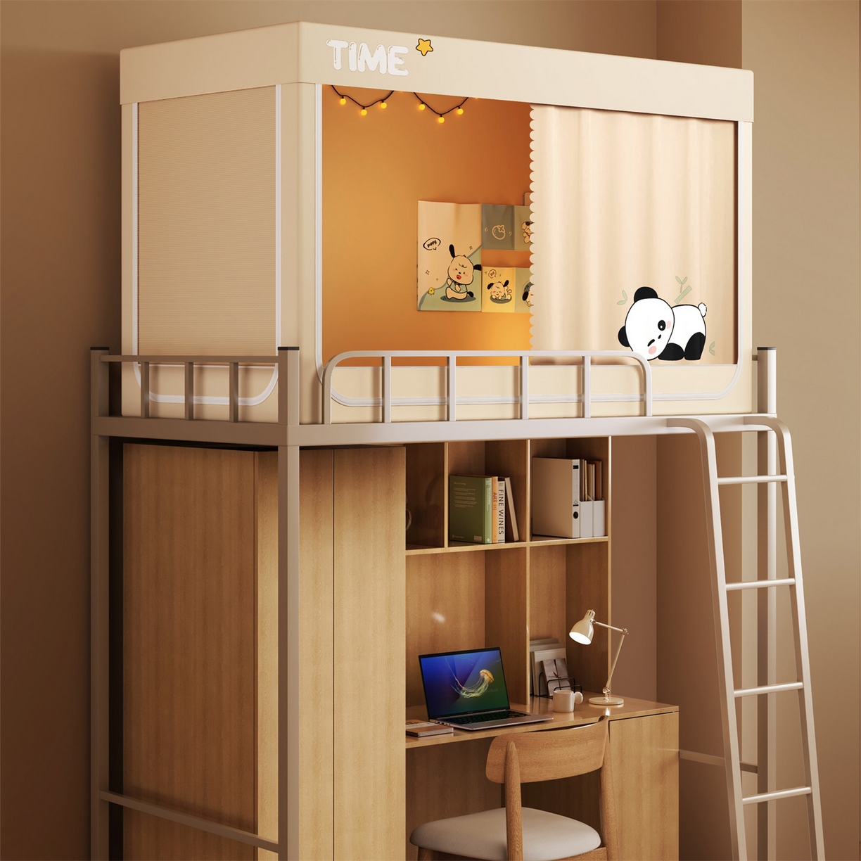 91家纺网 家纺一手货源 找家纺 佳梦家纺 2025新款学生坐床烫画蚊帐 熊猫花花