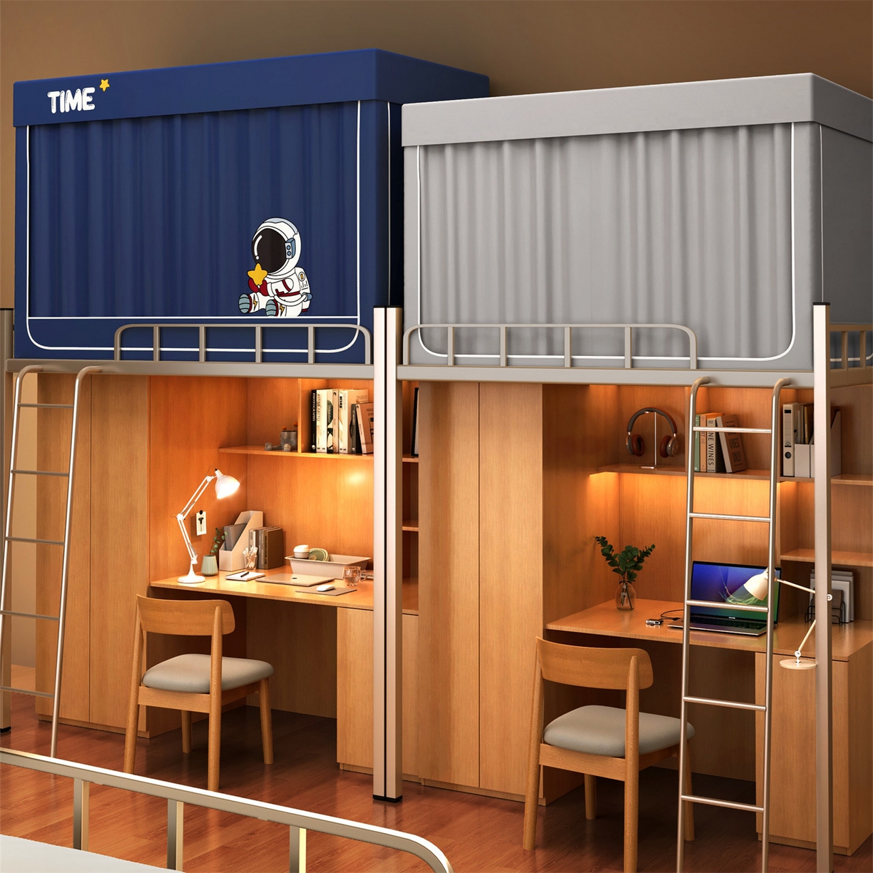 91家纺网 家纺一手货源 找家纺 佳梦家纺 2025新款学生坐床烫画蚊帐 宇航员-藏青