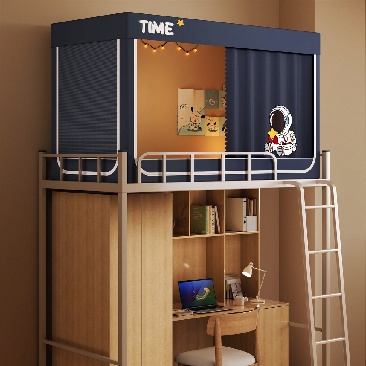 91家纺网 家纺一手货源 找家纺 佳梦家纺 2025新款学生坐床烫画蚊帐 宇航员-深灰