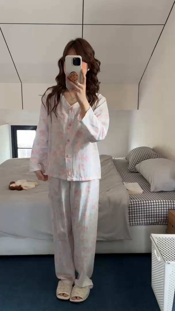 91家纺网 家纺一手货源 找家纺  纽约生活 2025新款有氧纱V领套装（会员-5） 梨月白