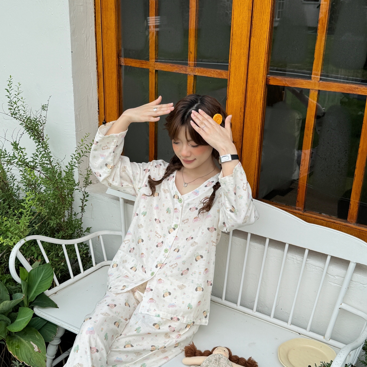 91家纺网 家纺一手货源 找家纺  纽约生活 2025新款有氧纱V领套装（会员-5） 软萌游园会