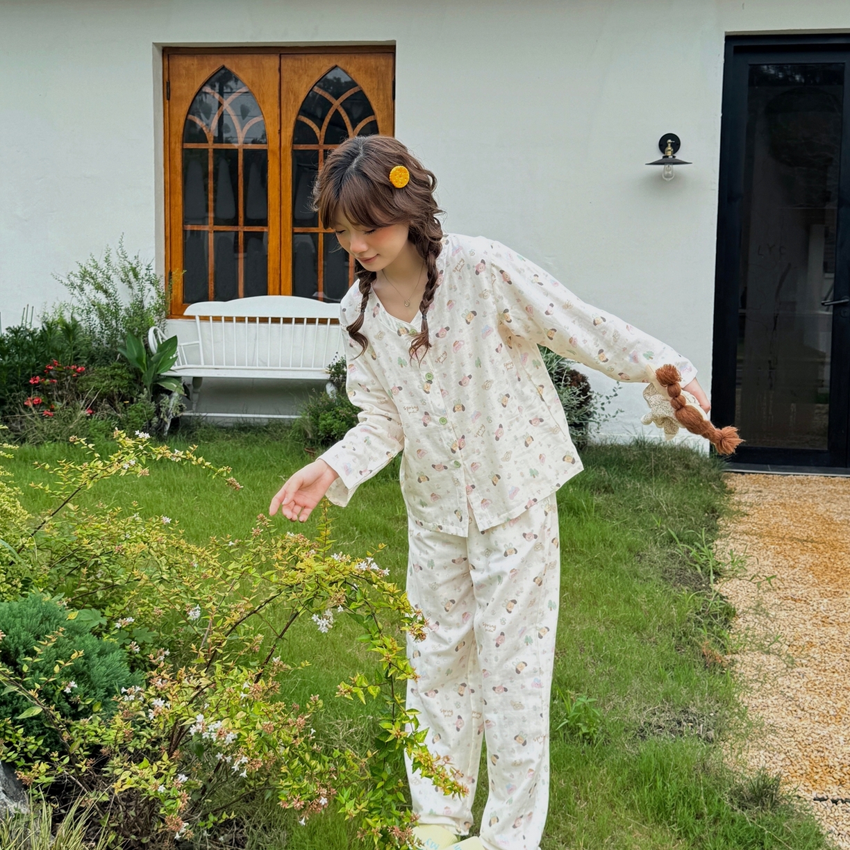 91家纺网 家纺一手货源 找家纺  纽约生活 2025新款有氧纱V领套装（会员-5） 软萌游园会