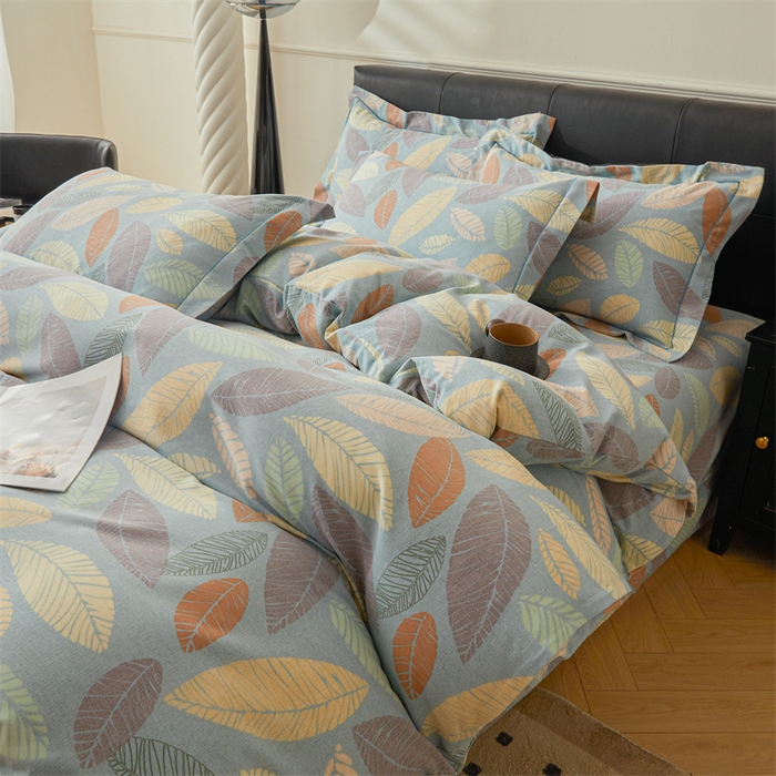 91家纺网 家纺一手货源 找家纺 缦彩 （支持一件定制）2024新款全棉被套加厚生态磨毛学生单被套纯棉被罩 春熙-蓝