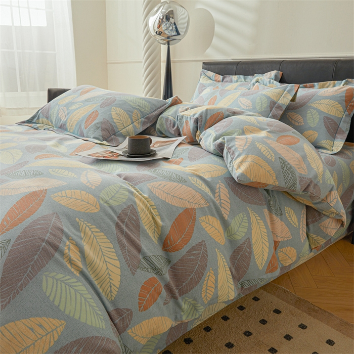 91家纺网 家纺一手货源 找家纺 缦彩 （支持一件定制）2024新款全棉被套加厚生态磨毛学生单被套纯棉被罩 春熙-蓝