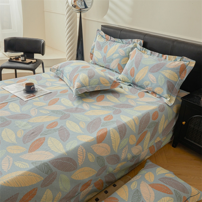 91家纺网 家纺一手货源 找家纺 缦彩 （支持一件定制）2024新款全棉被套加厚生态磨毛学生单被套纯棉被罩 春熙-蓝