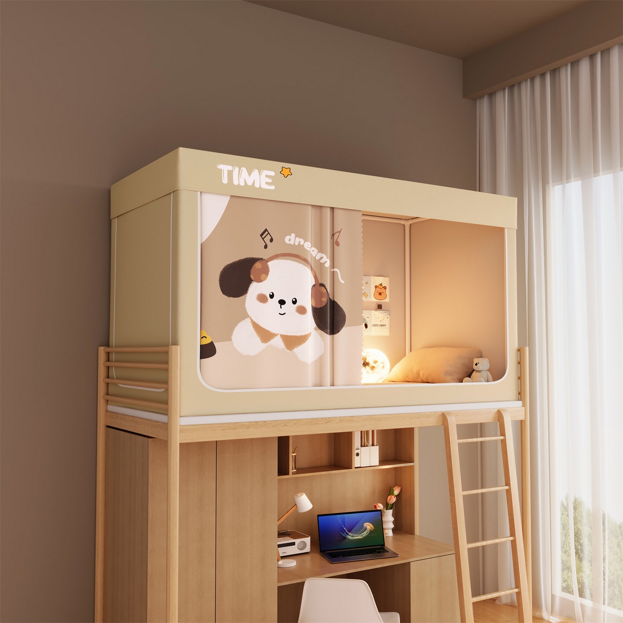 91家纺网 家纺一手货源 找家纺 佳梦家纺 2025新款学生坐床蚊帐-印花系列 简单爱