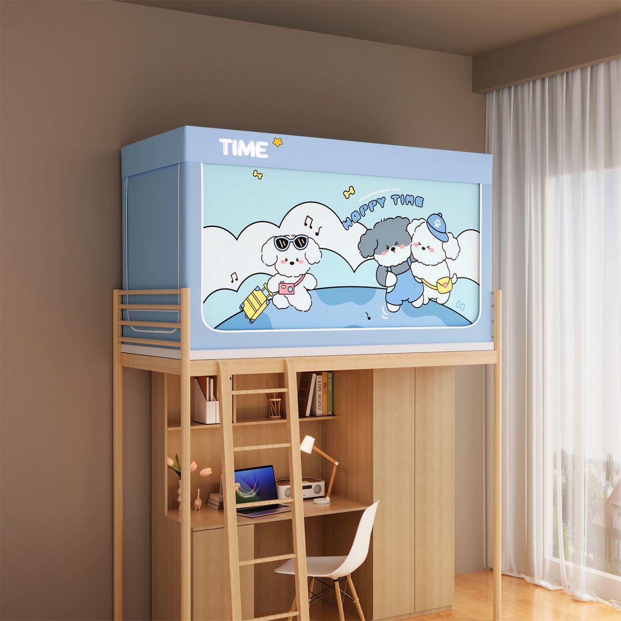 91家纺网 家纺一手货源 找家纺 佳梦家纺 2025新款学生坐床蚊帐-印花系列 旅游搭子