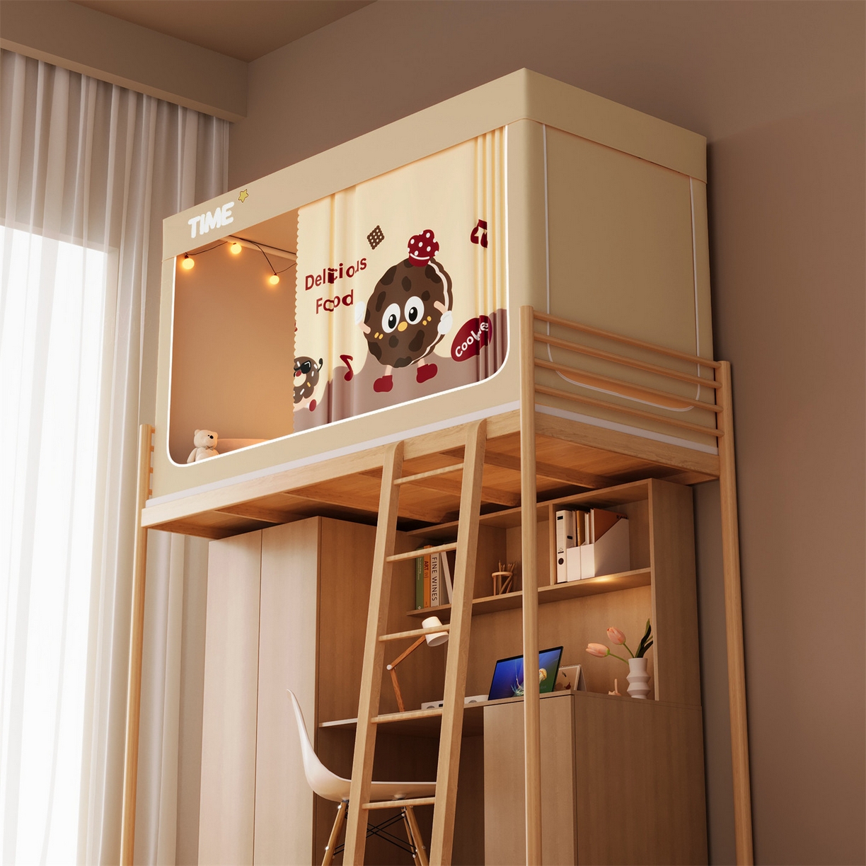 91家纺网 家纺一手货源 找家纺 佳梦家纺 2025新款学生坐床蚊帐-印花系列 甜甜圈家族