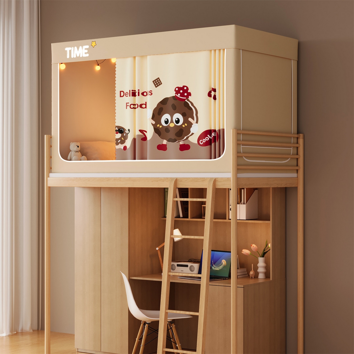 91家纺网 家纺一手货源 找家纺 佳梦家纺 2025新款学生坐床蚊帐-印花系列 甜甜圈家族