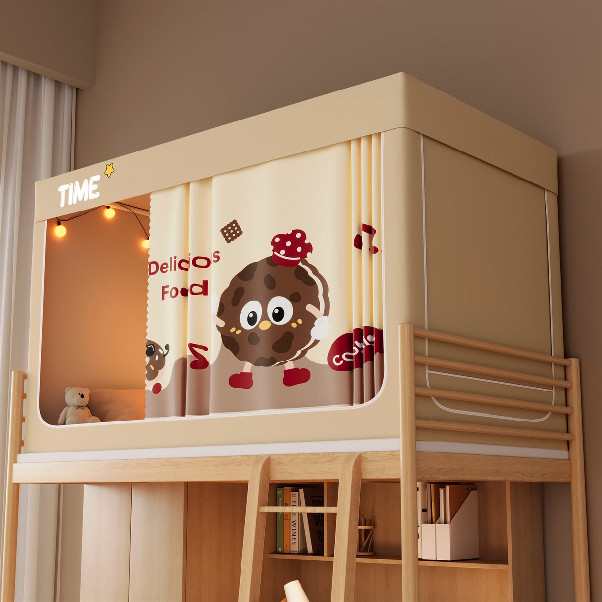 91家纺网 家纺一手货源 找家纺 佳梦家纺 2025新款学生坐床蚊帐-印花系列 甜甜圈家族