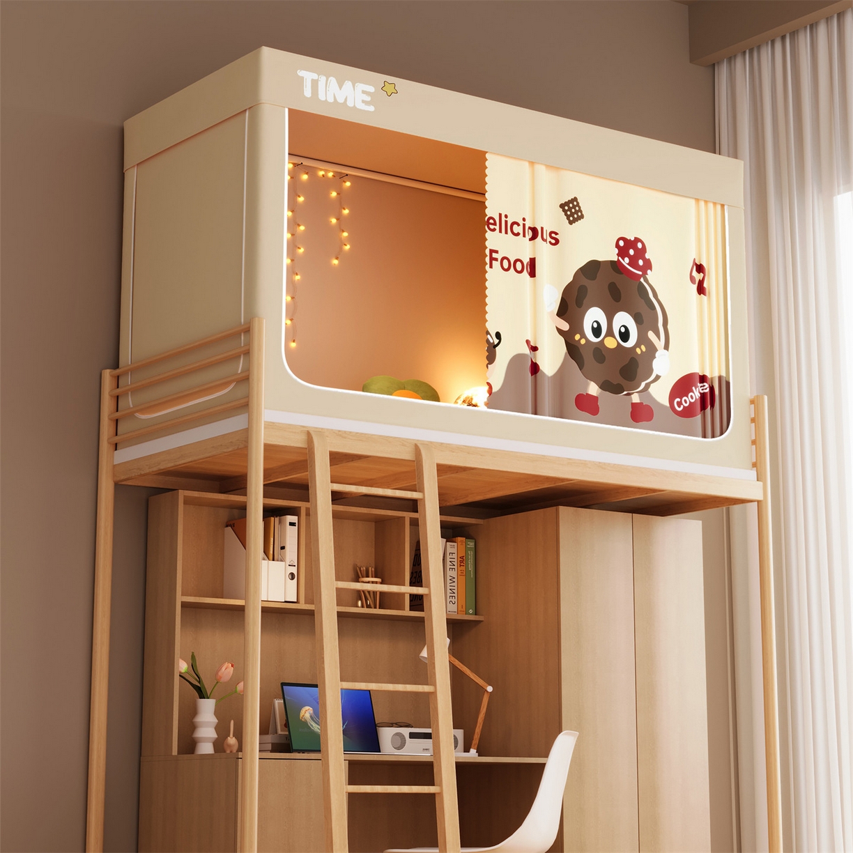 91家纺网 家纺一手货源 找家纺 佳梦家纺 2025新款学生坐床蚊帐-印花系列 甜甜圈家族