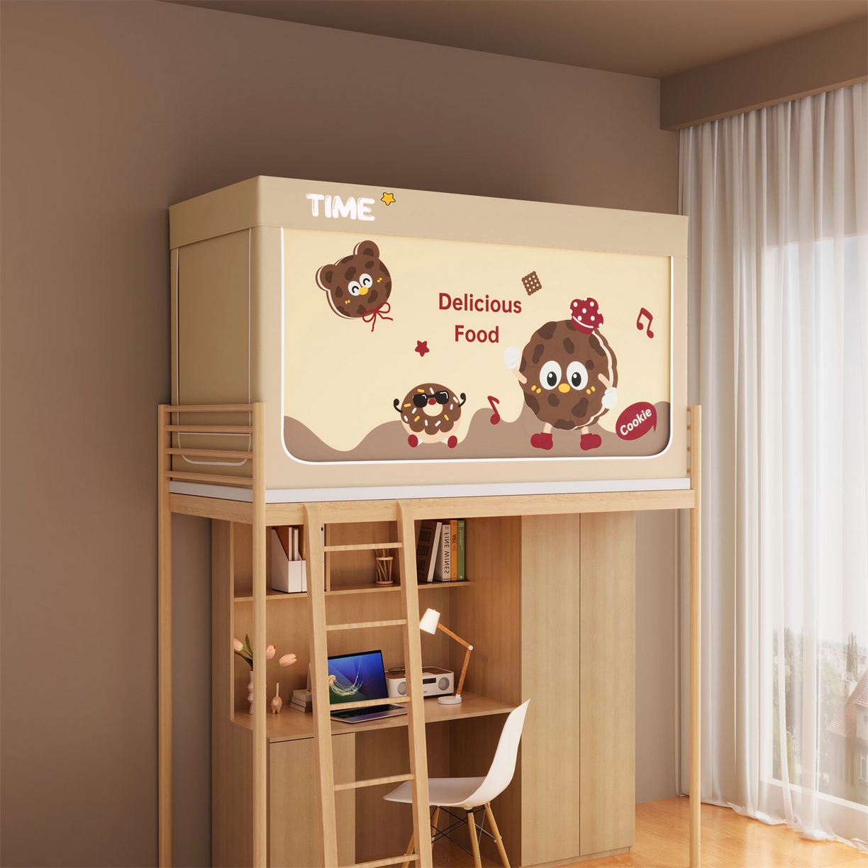 91家纺网 家纺一手货源 找家纺 佳梦家纺 2025新款学生坐床蚊帐-印花系列 甜甜圈家族