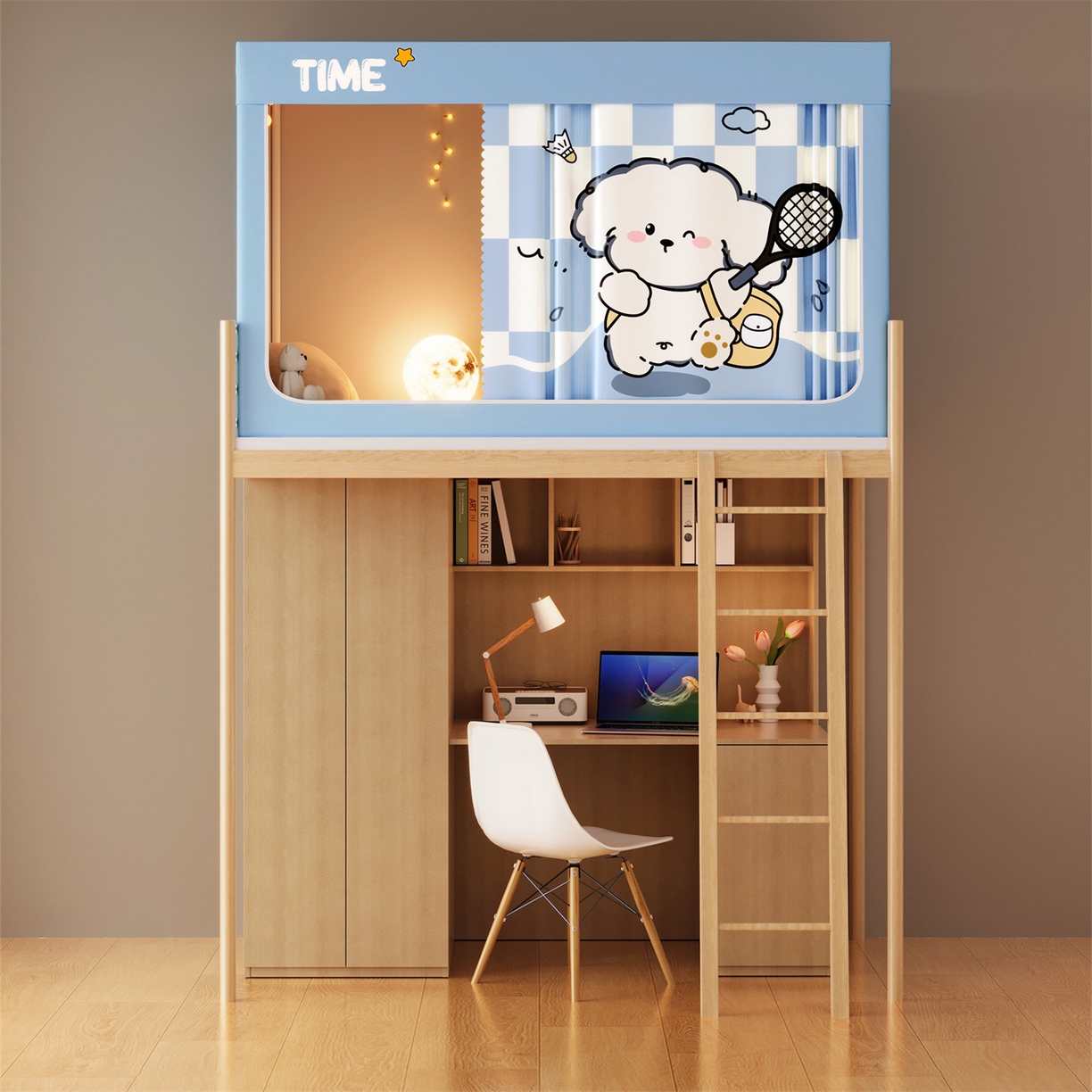 91家纺网 家纺一手货源 找家纺 佳梦家纺 2025新款学生坐床蚊帐-印花系列 网球小狗