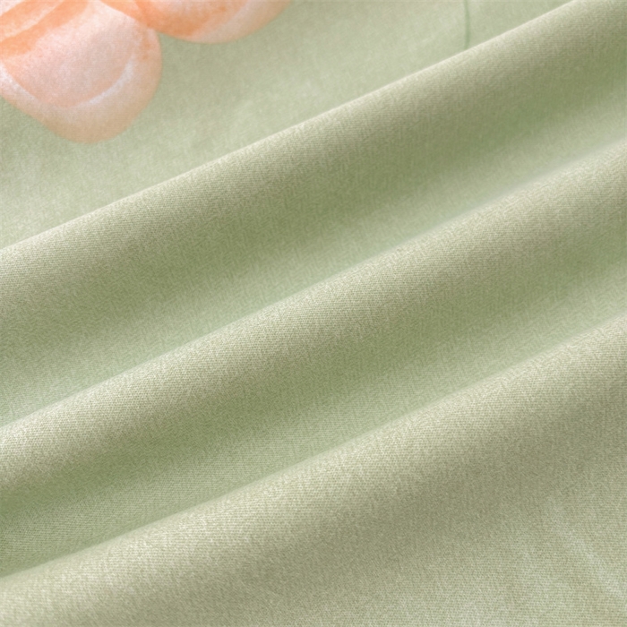 91家纺网 家纺一手货源 找家纺 缦彩 （支持一件定制）2024新款全棉被套加厚生态磨毛学生单被套纯棉被罩 槿花怒放-绿