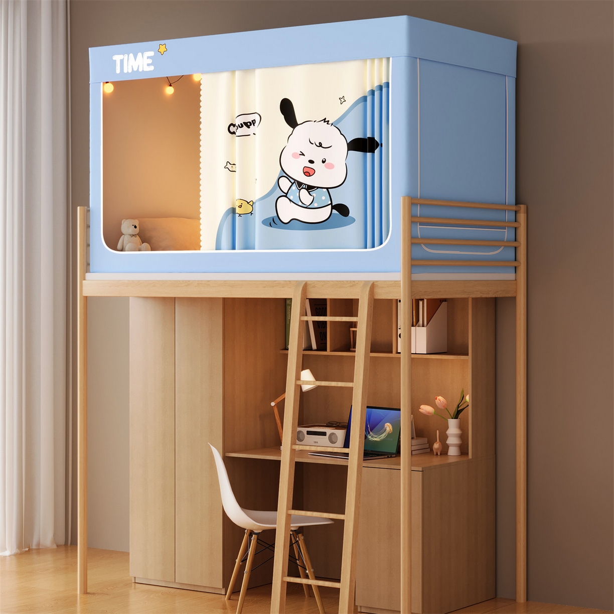 91家纺网 家纺一手货源 找家纺 佳梦家纺 2025新款学生坐床蚊帐-印花系列 无忧无虑