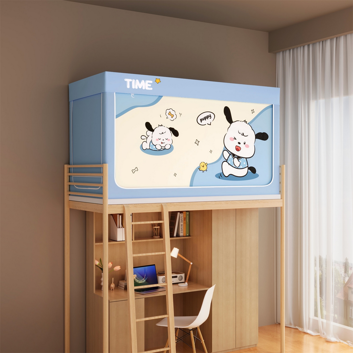 91家纺网 家纺一手货源 找家纺 佳梦家纺 2025新款学生坐床蚊帐-印花系列 无忧无虑