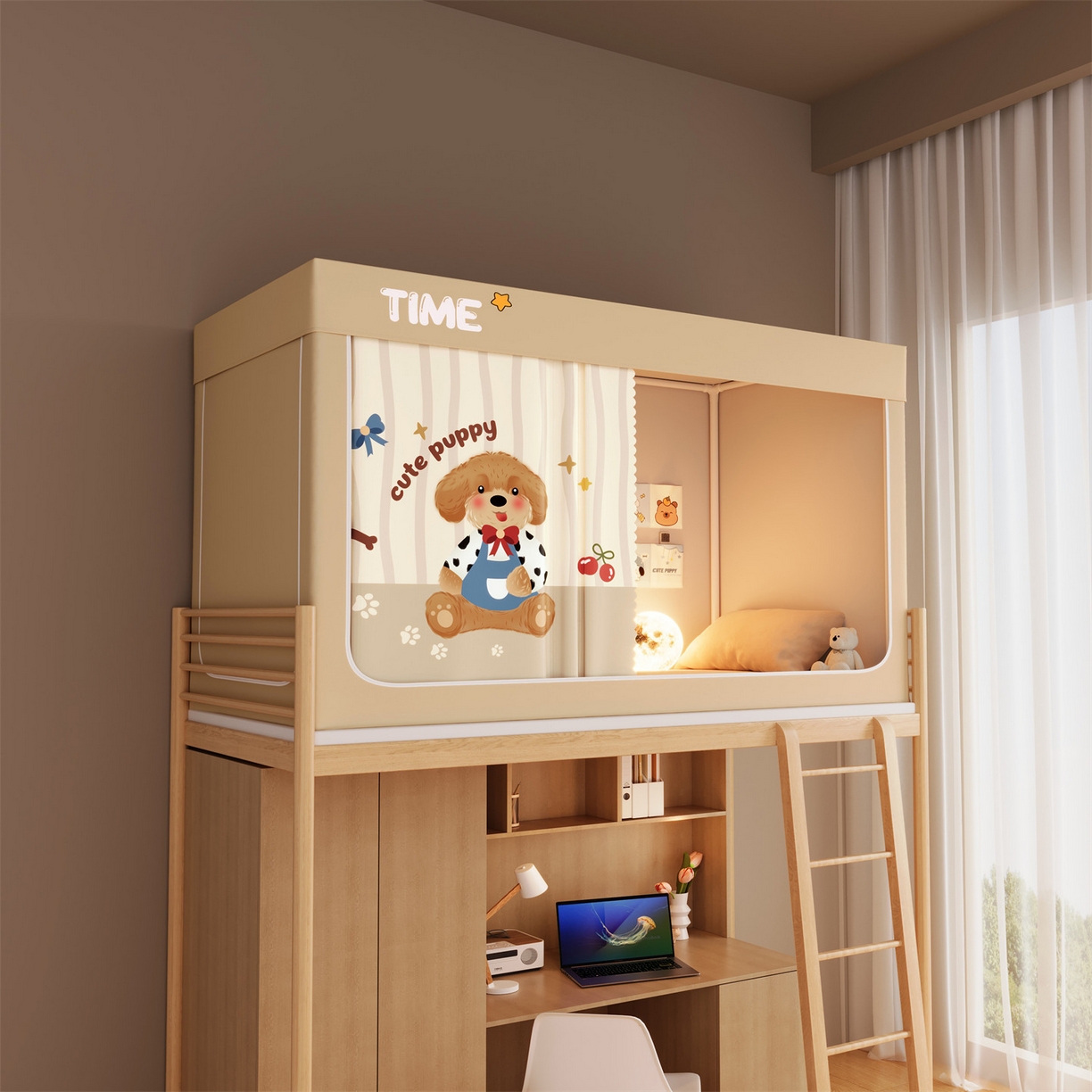 91家纺网 家纺一手货源 找家纺 佳梦家纺 2025新款学生坐床蚊帐-印花系列 小吃货