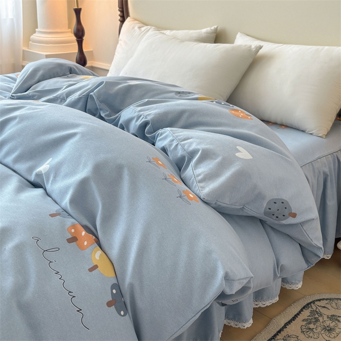 91家纺网 家纺一手货源 找家纺 缦彩 （支持一件定制）2024新款全棉被套加厚生态磨毛学生单被套纯棉被罩 珍妮蓝