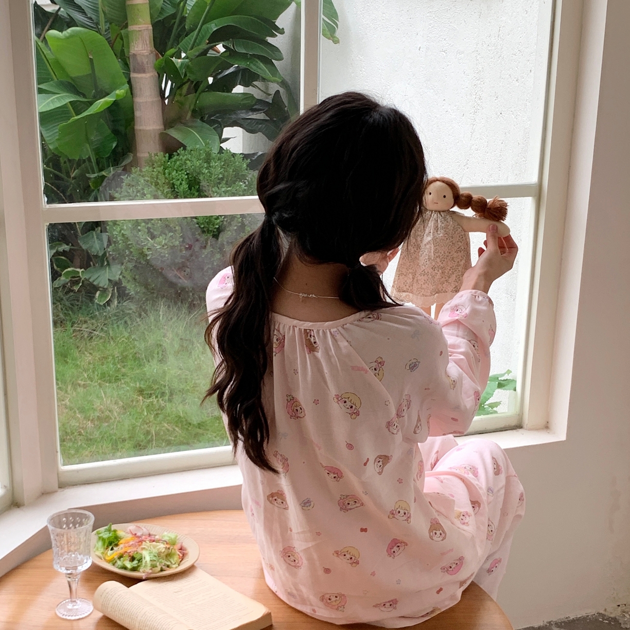 91家纺网 家纺一手货源 找家纺 （总）纽约生活 2025新款有氧纱胸垫圆领开扣长袖长裤（会员-5）