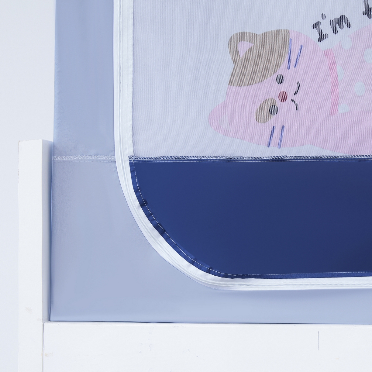 91家纺网 家纺一手货源 找家纺 星际优品 2025新款轻奢款学生一体式遮光蚊帐 星空蓝-布丁猫