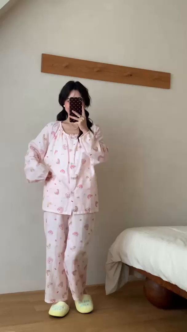 91家纺网 家纺一手货源 找家纺 （总）纽约生活 2025新款有氧纱胸垫圆领开扣长袖长裤（会员-5）