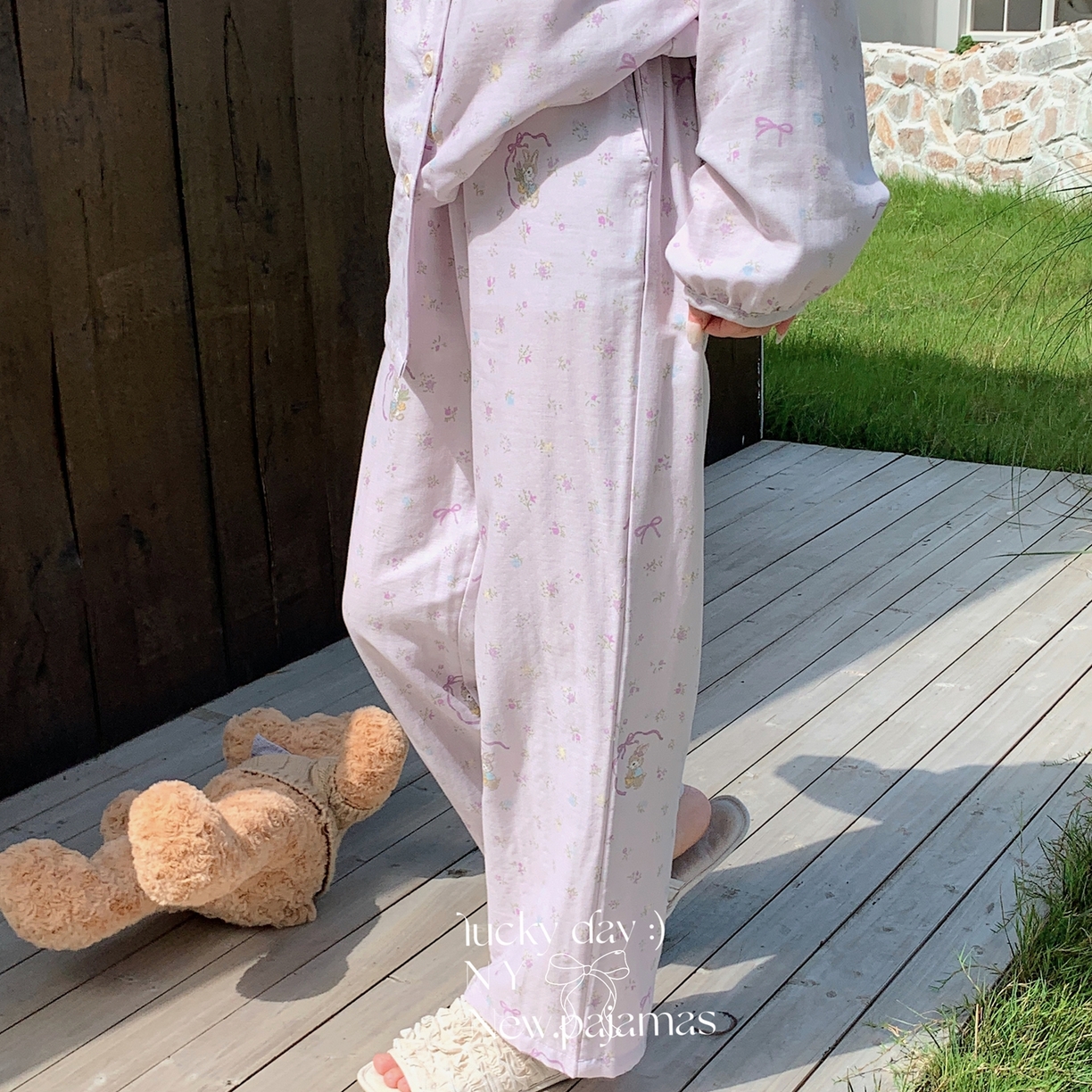 91家纺网 家纺一手货源 找家纺 纽约生活 2025新款有氧纱胸垫圆领开扣长袖长裤（会员-5） 星黛露紫