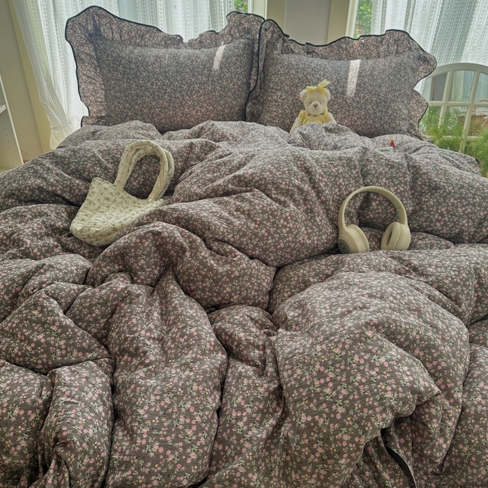 91家纺网 家纺一手货源 找家纺 （总）红嘴企鹅 2025新款韩版双拼花边四件套