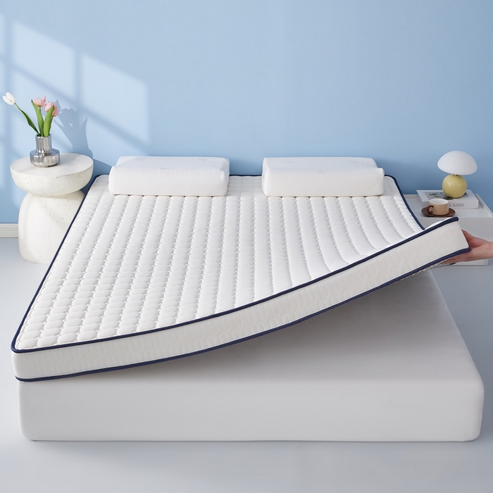 91家纺网 家纺一手货源 找家纺 华誉 2025新款跨境电商专供鸟眼布床垫 面包格白色