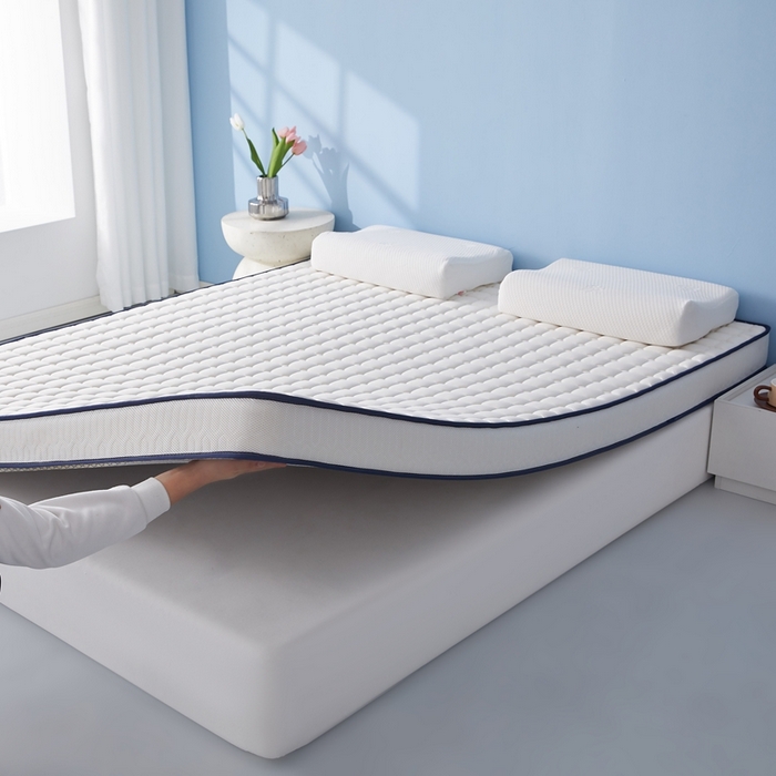 91家纺网 家纺一手货源 找家纺 华誉 2025新款跨境电商专供鸟眼布床垫 面包格白色