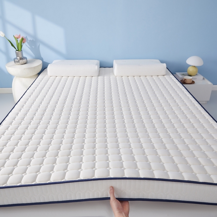 91家纺网 家纺一手货源 找家纺 华誉 2025新款跨境电商专供鸟眼布床垫 面包格白色