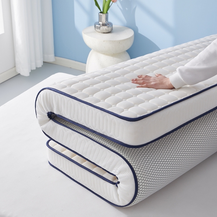 91家纺网 家纺一手货源 找家纺 华誉 2025新款跨境电商专供鸟眼布床垫 面包格白色