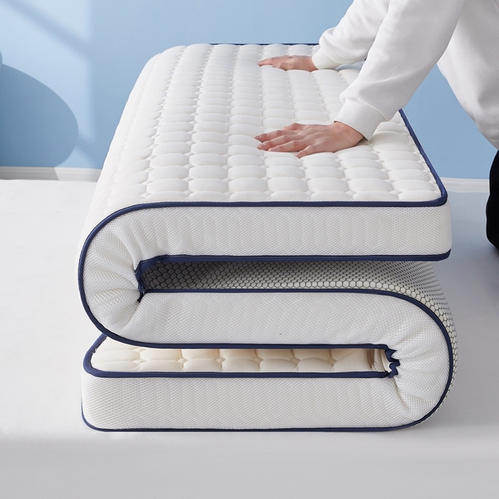 91家纺网 家纺一手货源 找家纺 华誉 2025新款跨境电商专供鸟眼布床垫 面包格白色