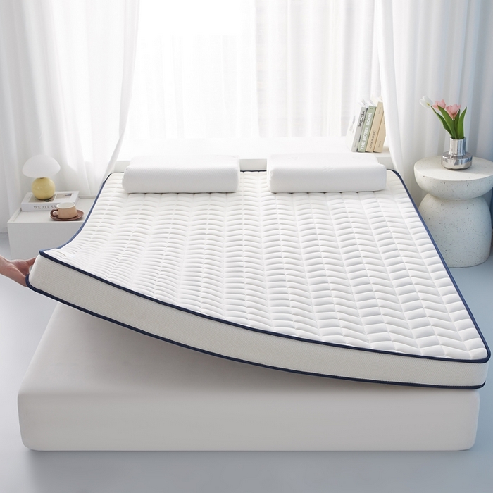 91家纺网 家纺一手货源 找家纺 华誉 2025新款跨境电商专供鸟眼布床垫 麦穗白色