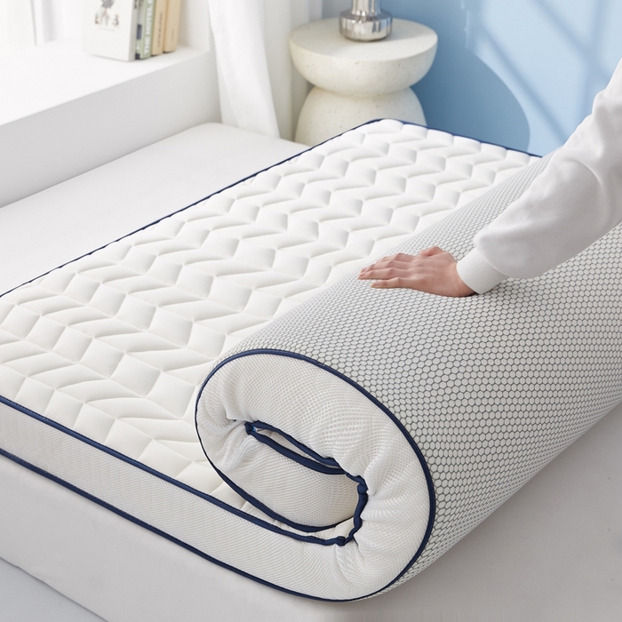 91家纺网 家纺一手货源 找家纺 华誉 2025新款跨境电商专供鸟眼布床垫 麦穗白色