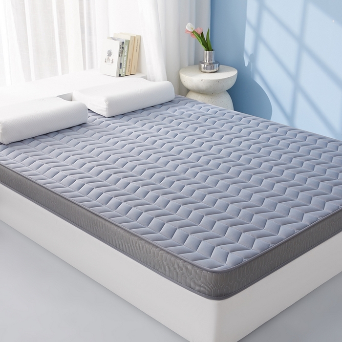 91家纺网 家纺一手货源 找家纺 华誉 2025新款跨境电商专供鸟眼布床垫 麦穗灰色