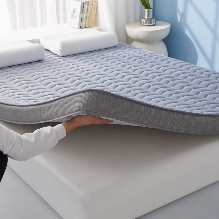 91家纺网 家纺一手货源 找家纺 华誉 2025新款跨境电商专供鸟眼布床垫 麦穗灰色