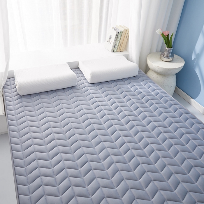 91家纺网 家纺一手货源 找家纺 华誉 2025新款跨境电商专供鸟眼布床垫 麦穗灰色