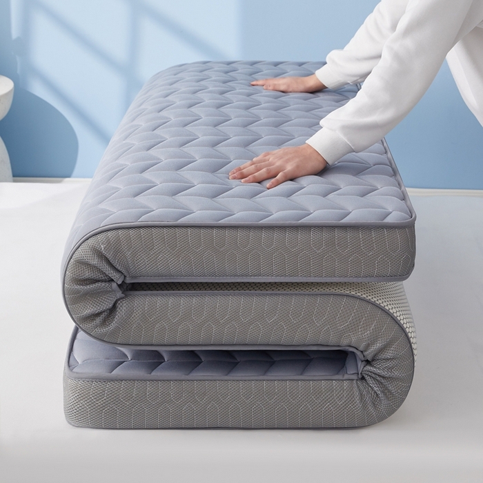 91家纺网 家纺一手货源 找家纺 华誉 2025新款跨境电商专供鸟眼布床垫 麦穗灰色