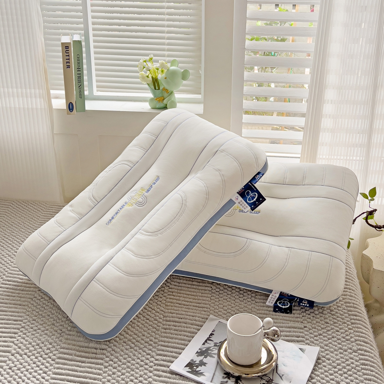 91家纺网 家纺一手货源 找家纺 晚儿 2025新款零压深睡眠枕头枕芯 海盐奶白