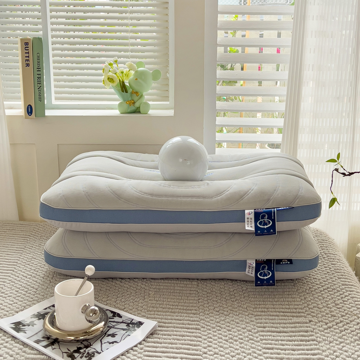 91家纺网 家纺一手货源 找家纺 晚儿 2025新款零压深睡眠枕头枕芯 深海灰蓝