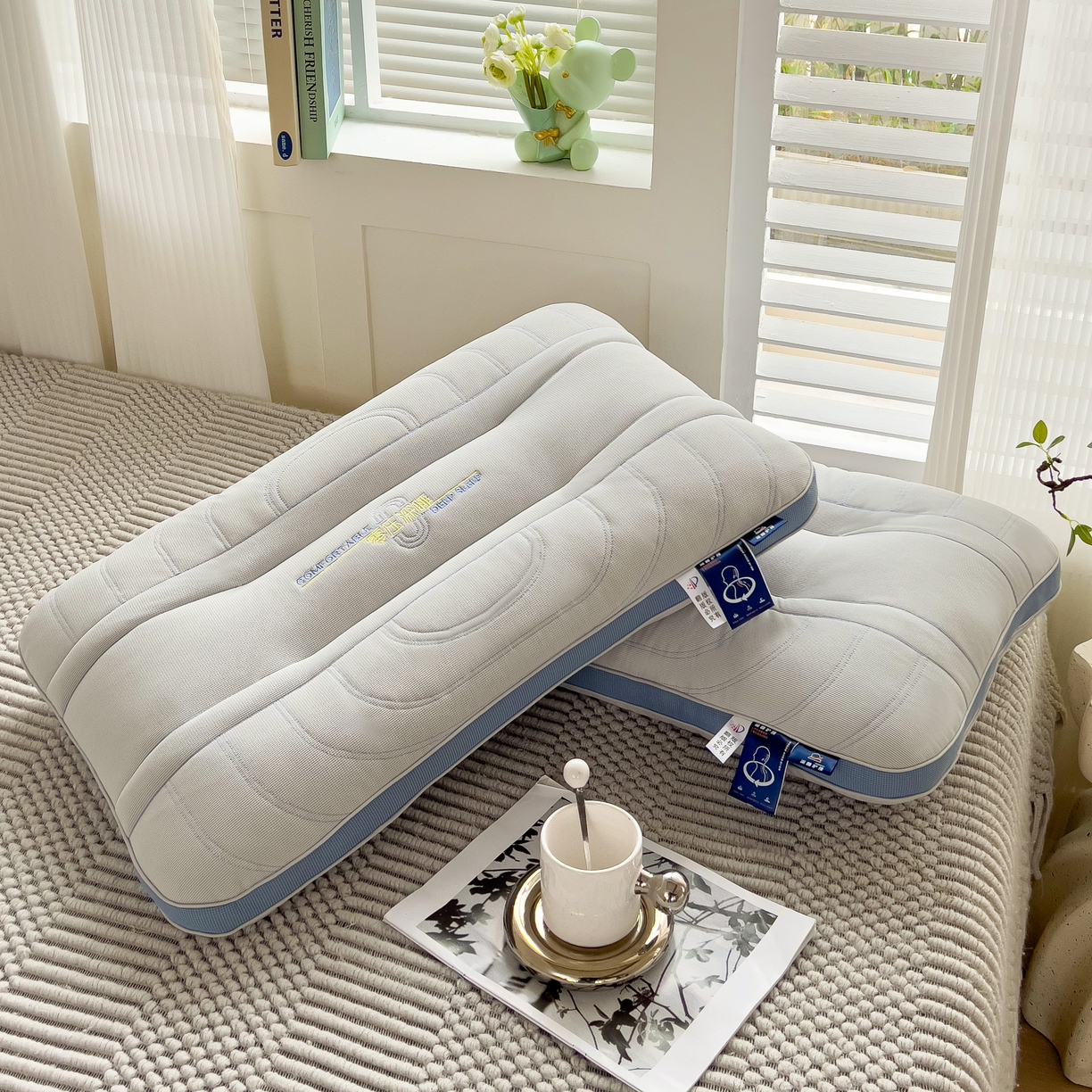 91家纺网 家纺一手货源 找家纺 晚儿 2025新款零压深睡眠枕头枕芯 深海灰蓝