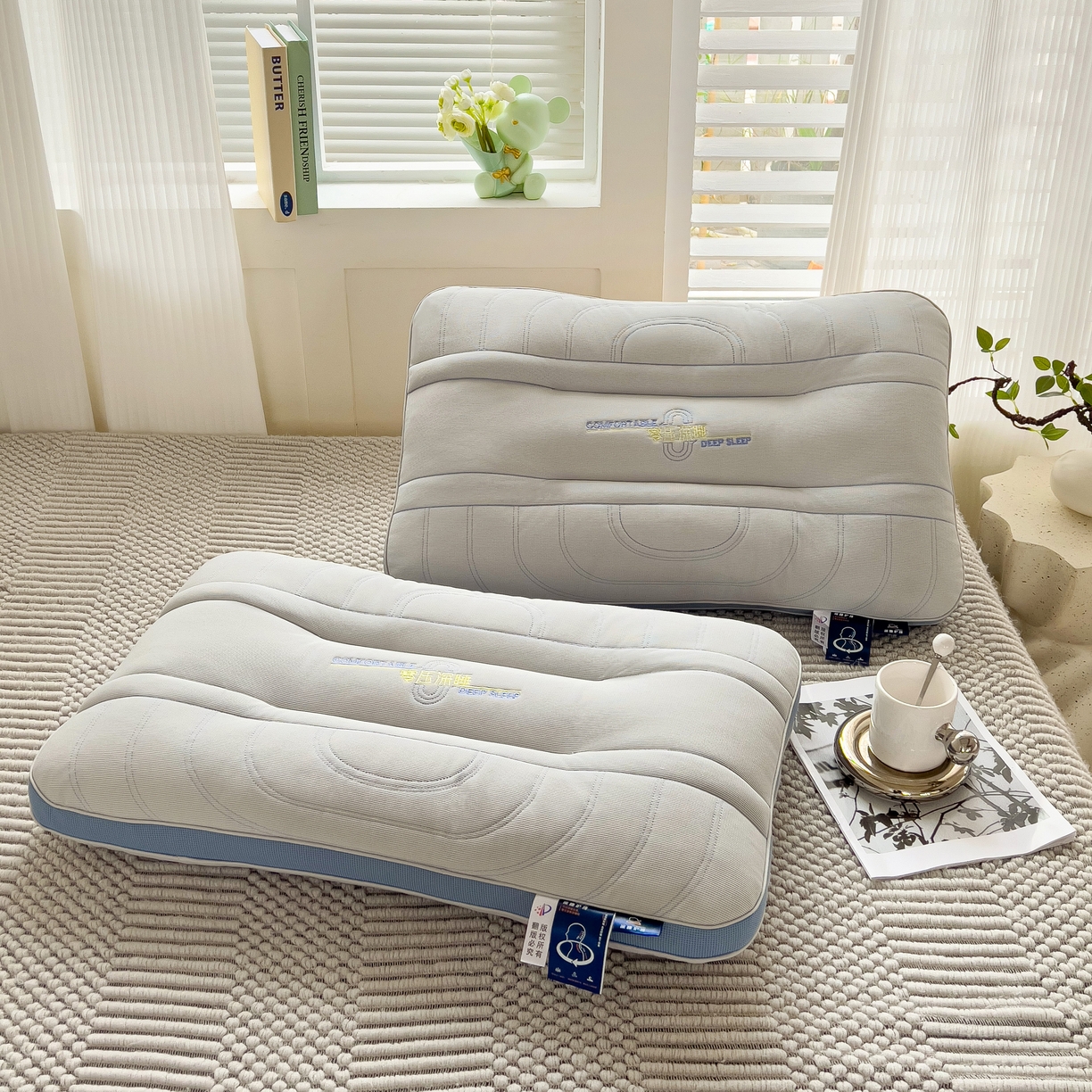 91家纺网 家纺一手货源 找家纺 晚儿 2025新款零压深睡眠枕头枕芯 深海灰蓝