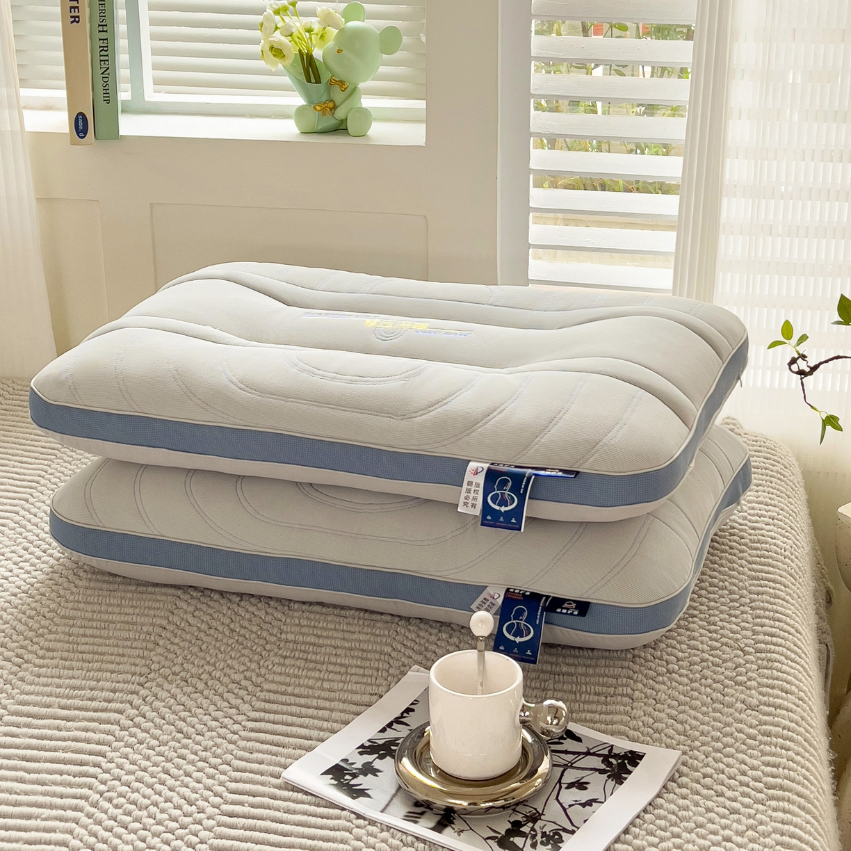 91家纺网 家纺一手货源 找家纺 晚儿 2025新款零压深睡眠枕头枕芯 深海灰蓝