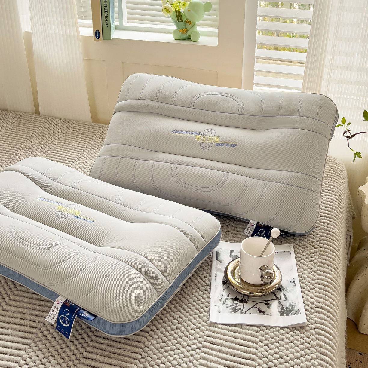 91家纺网 家纺一手货源 找家纺 晚儿 2025新款零压深睡眠枕头枕芯 深海灰蓝